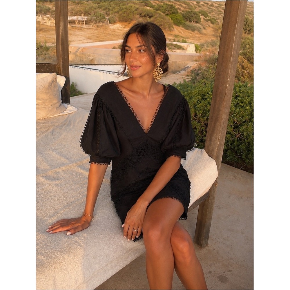 ZIMMERMANN PAINTED HEART CHEVRON DRESS BLACK - SEE PICS Zimm Sz 1